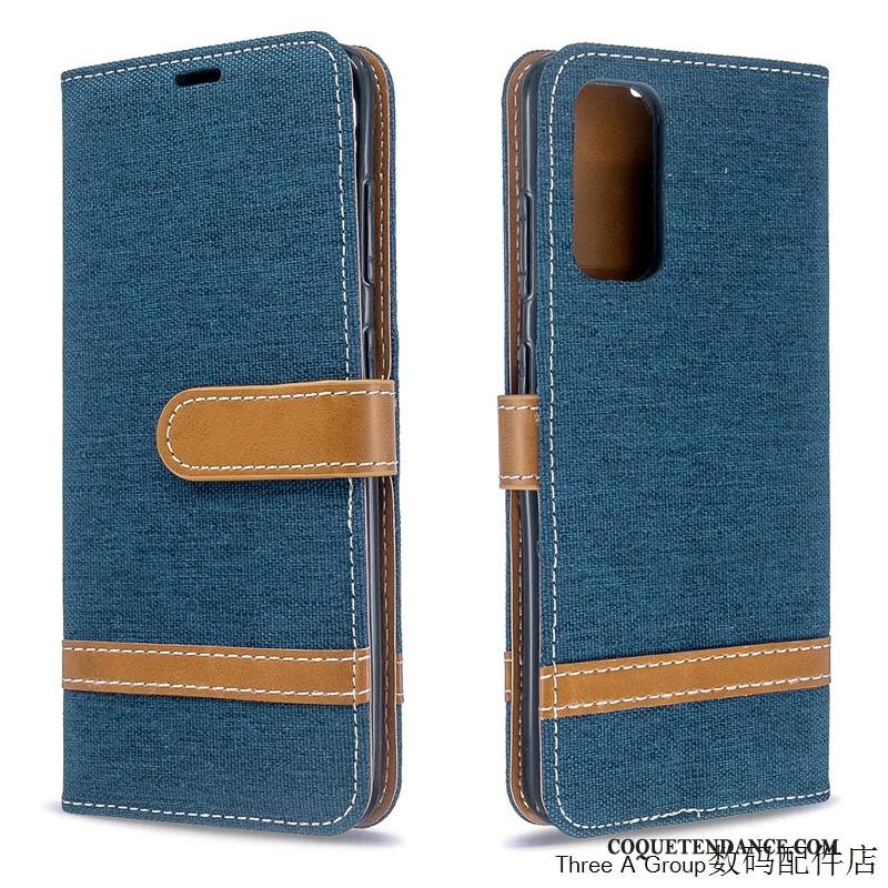 Samsung Galaxy S20+ Coque Protection Tissu Denim Incassable Bleu