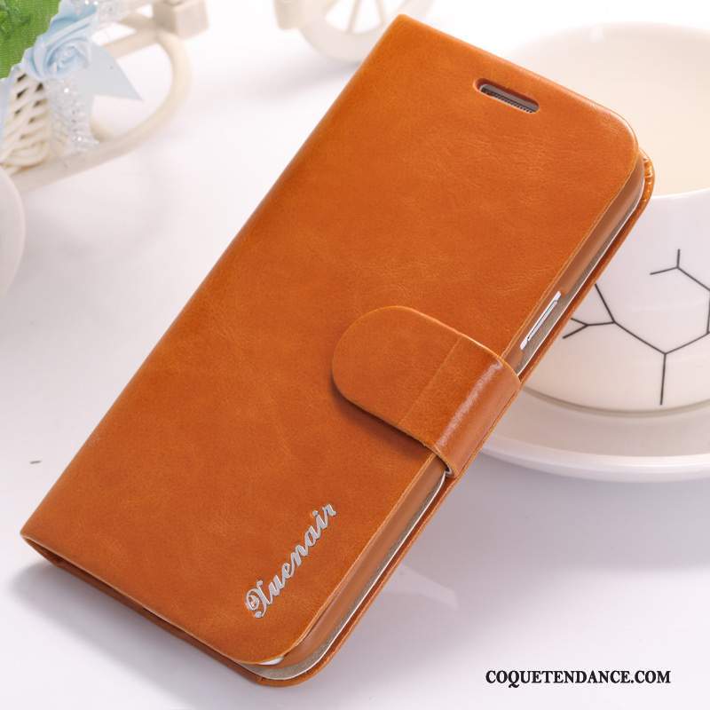 Samsung Galaxy S4 Coque Housse Orange Étui Cuir Véritable De Téléphone