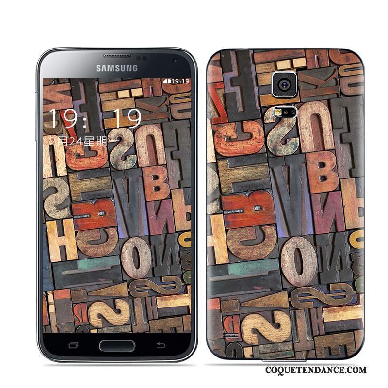 Samsung Galaxy S5 Coque Noir Multicolore Or Blanc