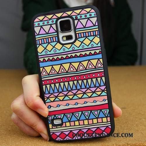 Samsung Galaxy S5 Coque Protection Border Délavé En Daim Multicolore Étui