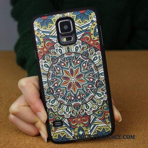 Samsung Galaxy S5 Coque Protection Border Délavé En Daim Multicolore Étui