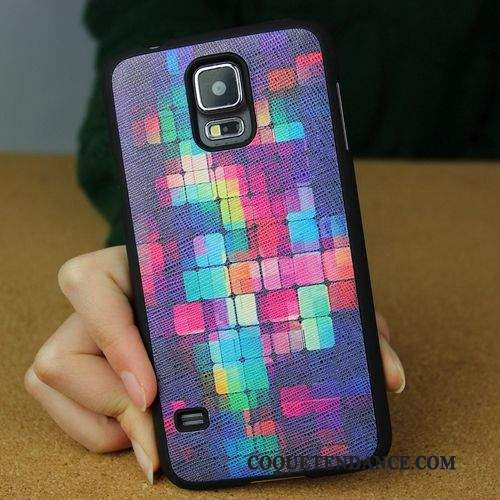 Samsung Galaxy S5 Coque Protection Border Délavé En Daim Multicolore Étui