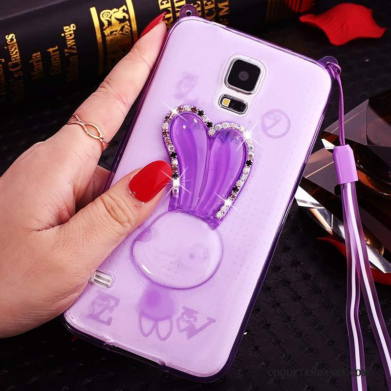 Samsung Galaxy S5 Coque Silicone De Téléphone Dessin Animé Violet Strass