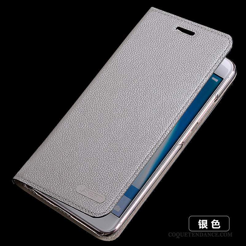 Samsung Galaxy S6 Coque Incassable Silicone Cuir Véritable Blanc Protection