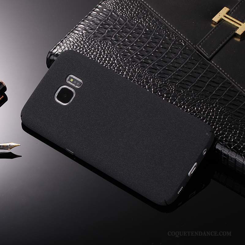 Samsung Galaxy S6 Coque Étui De Téléphone Délavé En Daim Noir Difficile