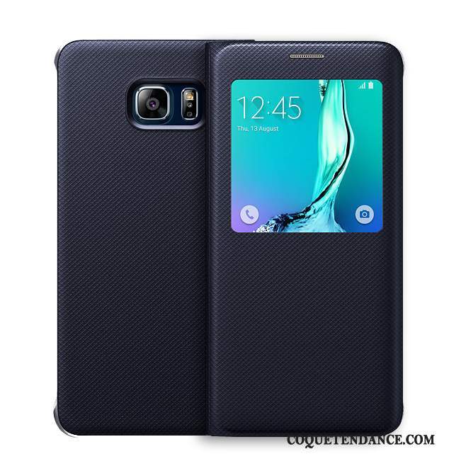 Samsung Galaxy S6 Edge + Coque Blanc Étui Protection Cuir