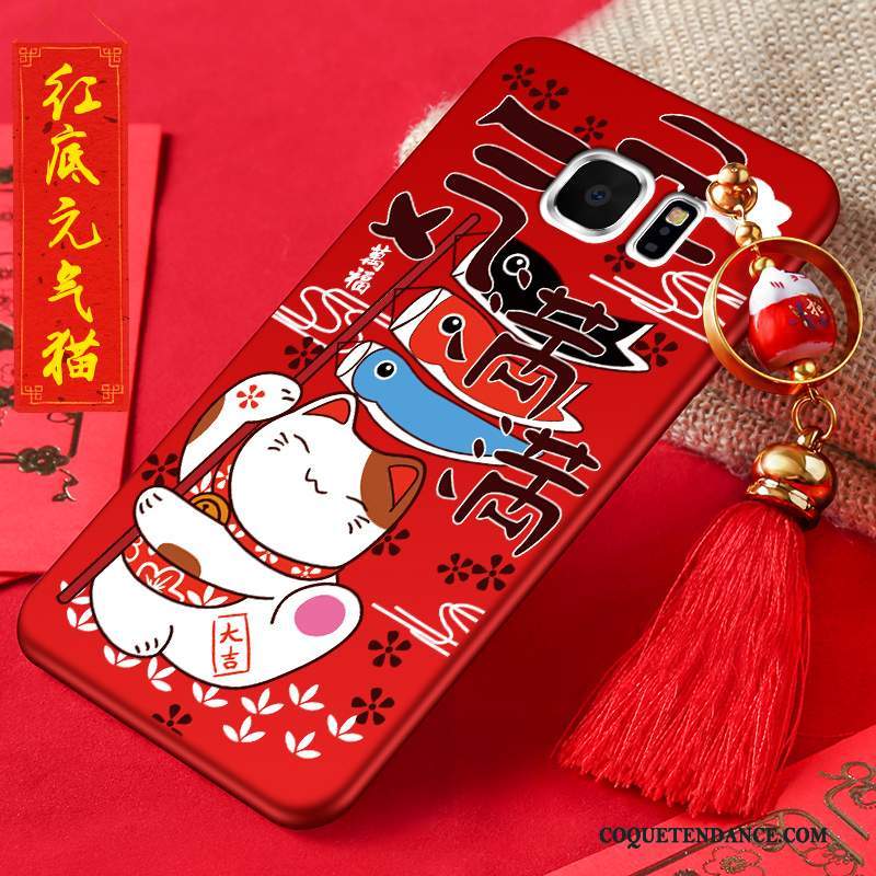 Samsung Galaxy S6 Edge + Coque Protection Chat Incassable Étui Rouge