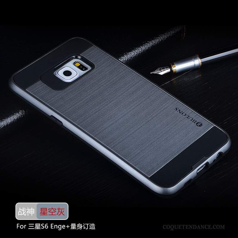 Samsung Galaxy S6 Edge + Coque Protection Gris Étui Argent Incassable
