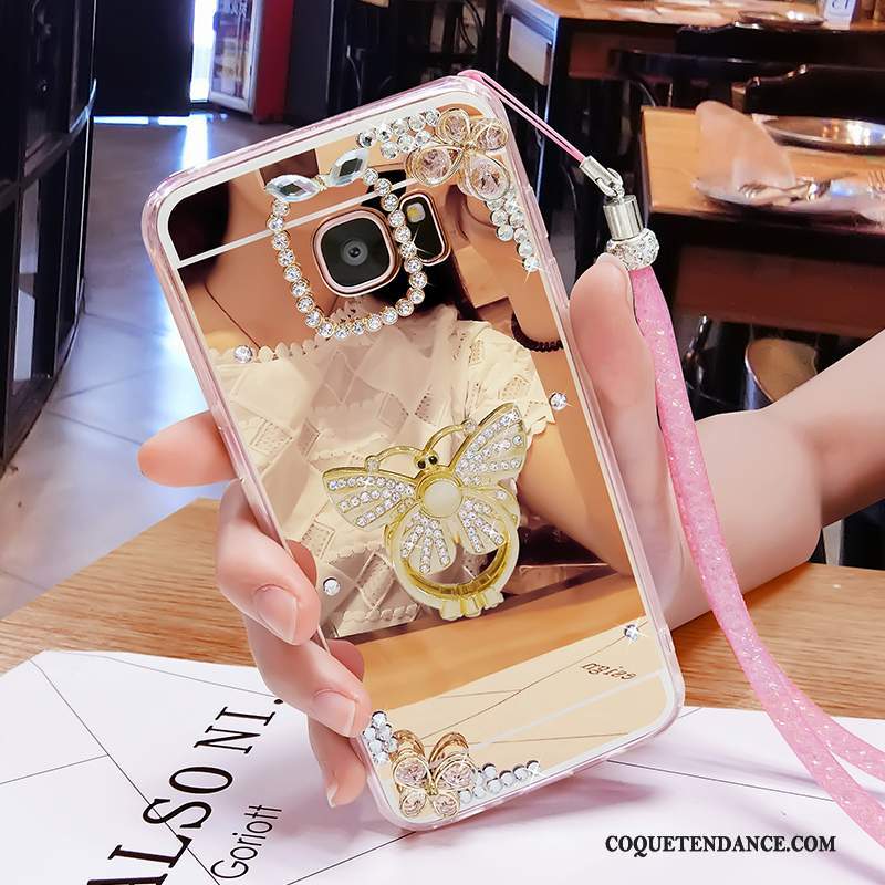 Samsung Galaxy S6 Edge + Coque Rose Miroir Fluide Doux Personnalité Étui
