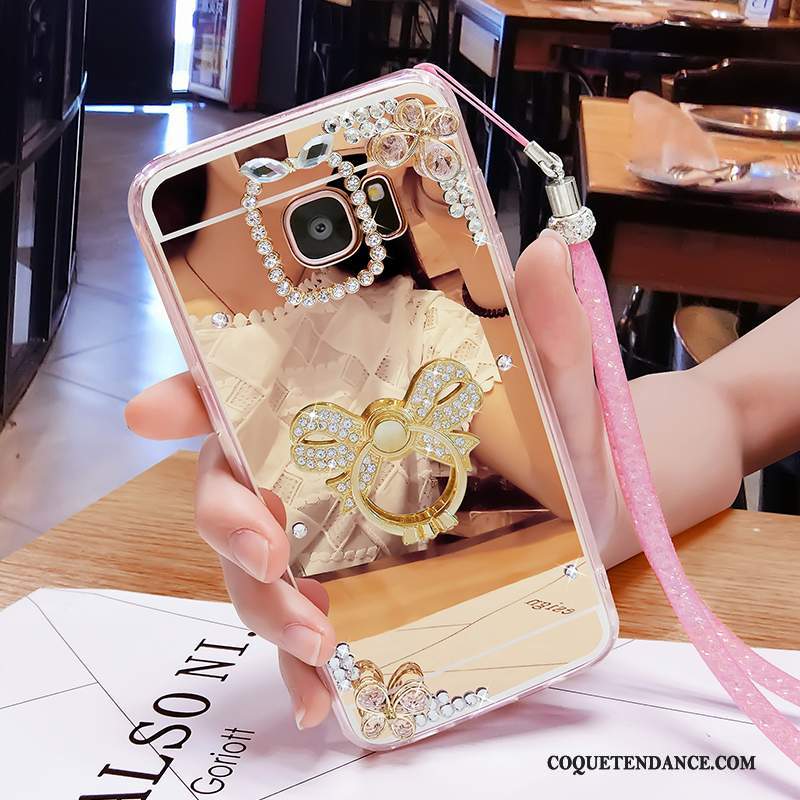 Samsung Galaxy S6 Edge + Coque Rose Miroir Fluide Doux Personnalité Étui