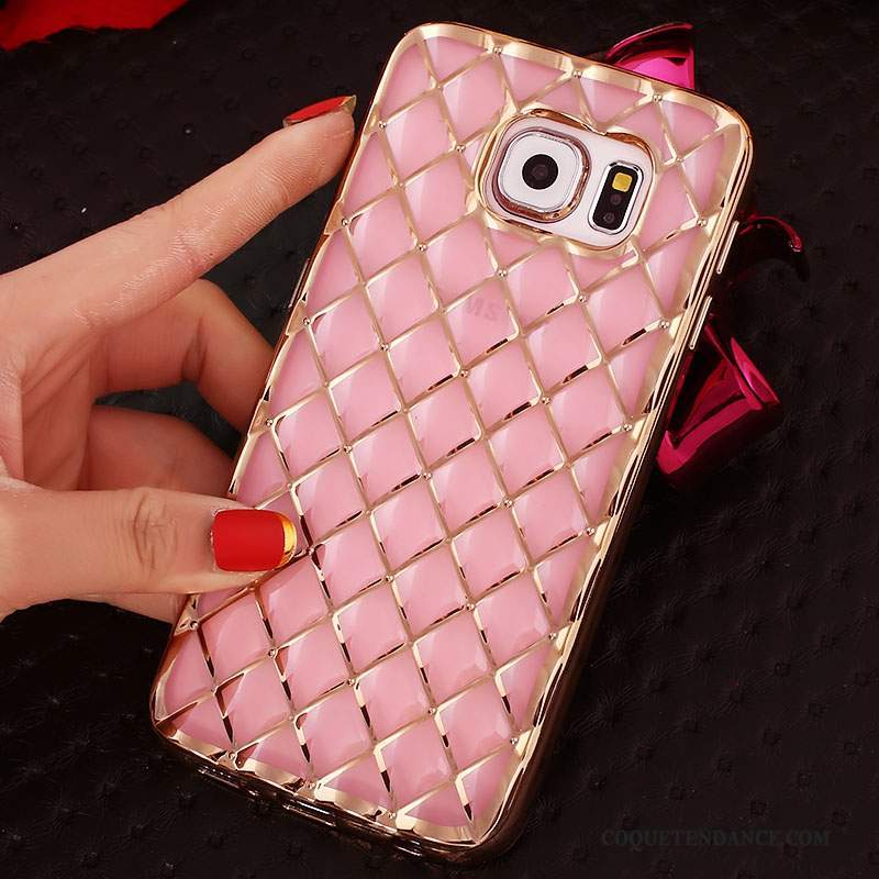 Samsung Galaxy S6 Edge + Coque Silicone Rose Protection Strass