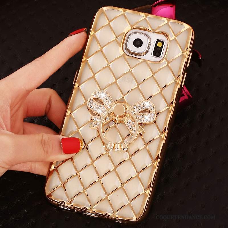 Samsung Galaxy S6 Edge + Coque Silicone Rose Protection Strass