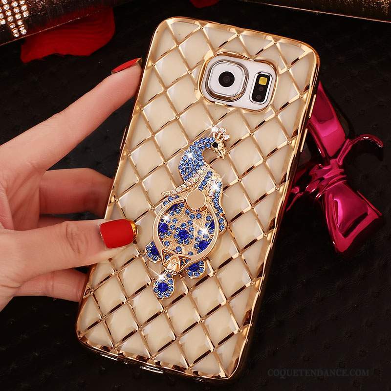 Samsung Galaxy S6 Edge + Coque Silicone Rose Protection Strass