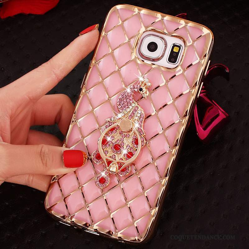 Samsung Galaxy S6 Edge + Coque Silicone Rose Protection Strass