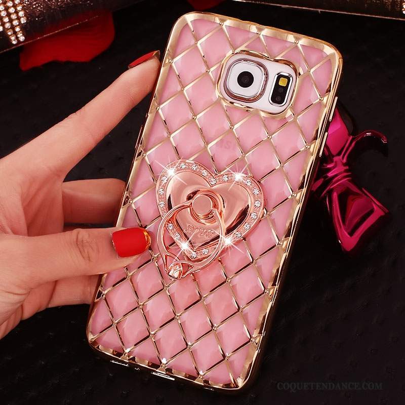 Samsung Galaxy S6 Edge + Coque Silicone Rose Protection Strass