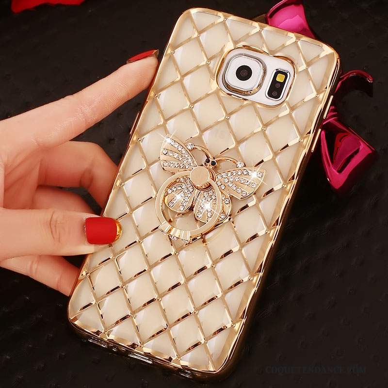 Samsung Galaxy S6 Edge + Coque Silicone Rose Protection Strass