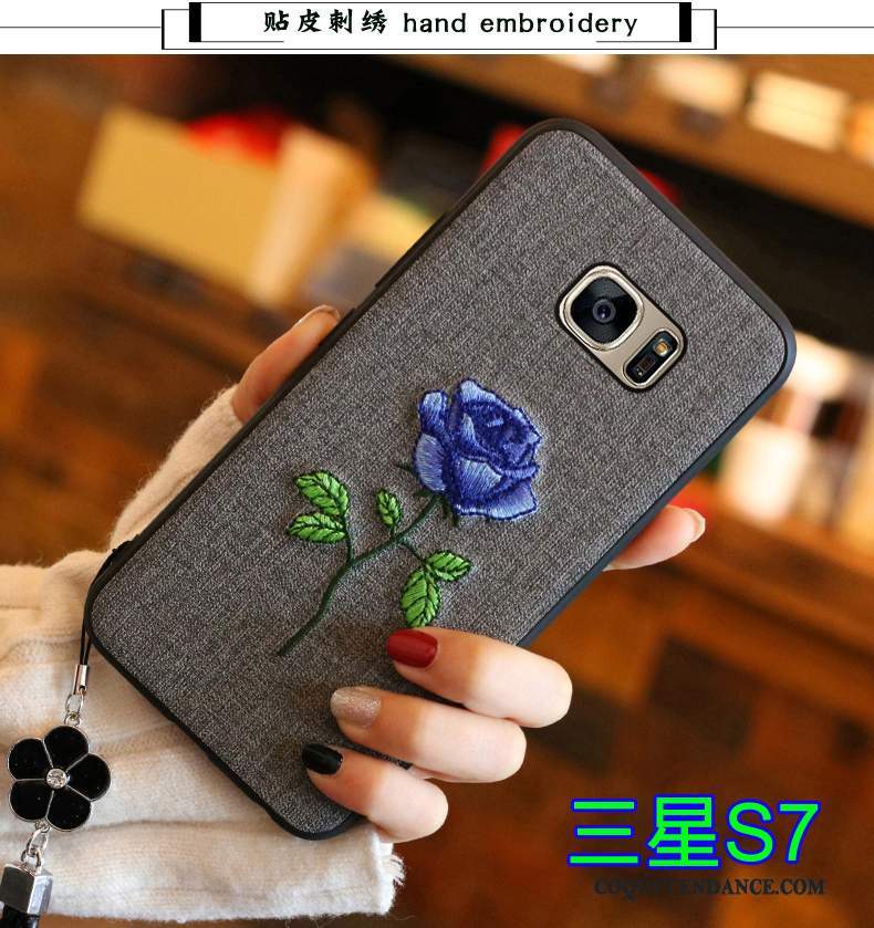Samsung Galaxy S7 Coque Broderie Tout Compris Étui Protection Silicone