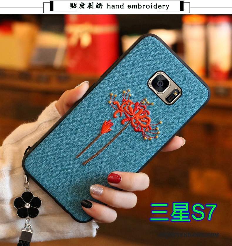 Samsung Galaxy S7 Coque Broderie Tout Compris Étui Protection Silicone