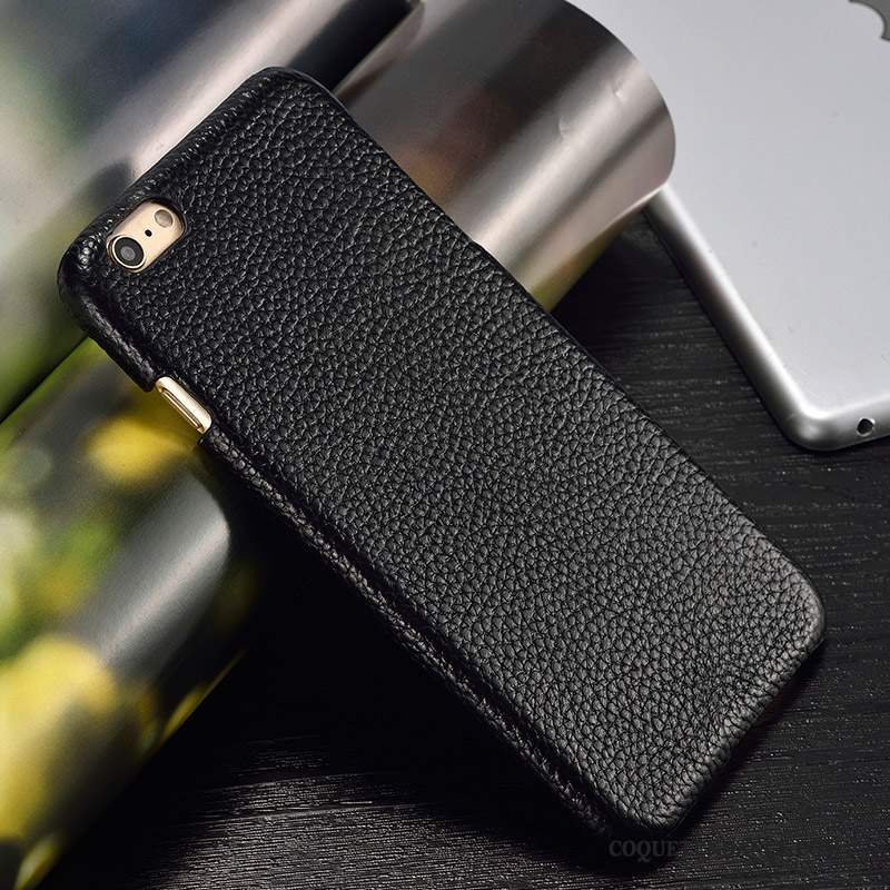 Samsung Galaxy S7 Coque Cuir Véritable Noir Étui Incassable Simple