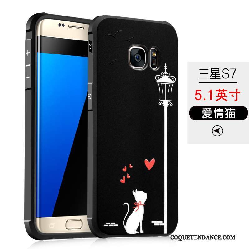 Samsung Galaxy S7 Coque Noir Dessin Animé Silicone De Téléphone Délavé En Daim