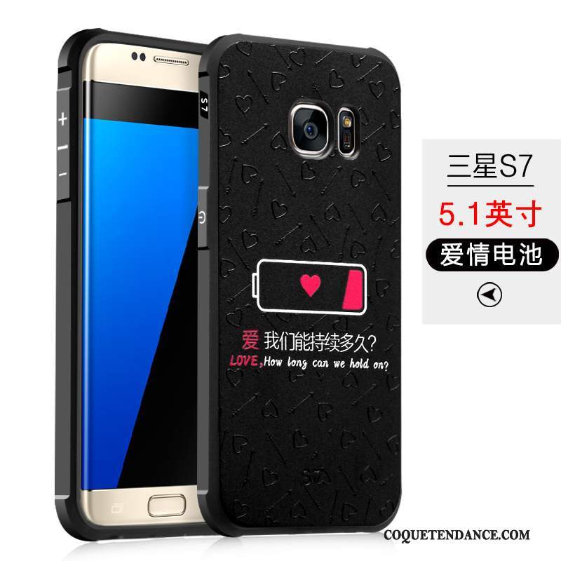 Samsung Galaxy S7 Coque Noir Dessin Animé Silicone De Téléphone Délavé En Daim