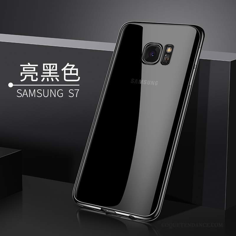 Samsung Galaxy S7 Coque Silicone Argent Tendance Transparent