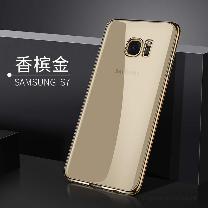 Samsung Galaxy S7 Coque Silicone Argent Tendance Transparent