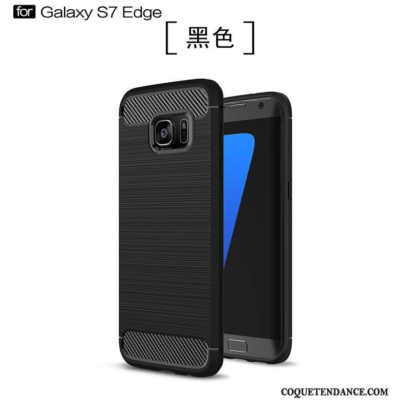 Samsung Galaxy S7 Edge Coque Fluide Doux Protection Silicone Étui Noir