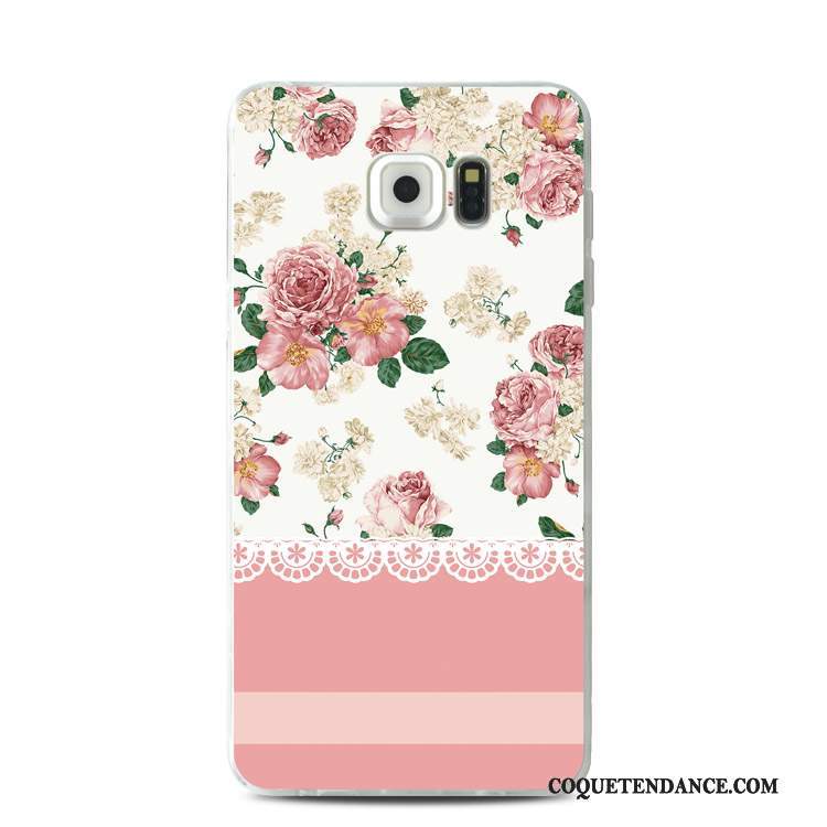 Samsung Galaxy S7 Edge Coque Silicone Rose Dentelle Support Fluide Doux