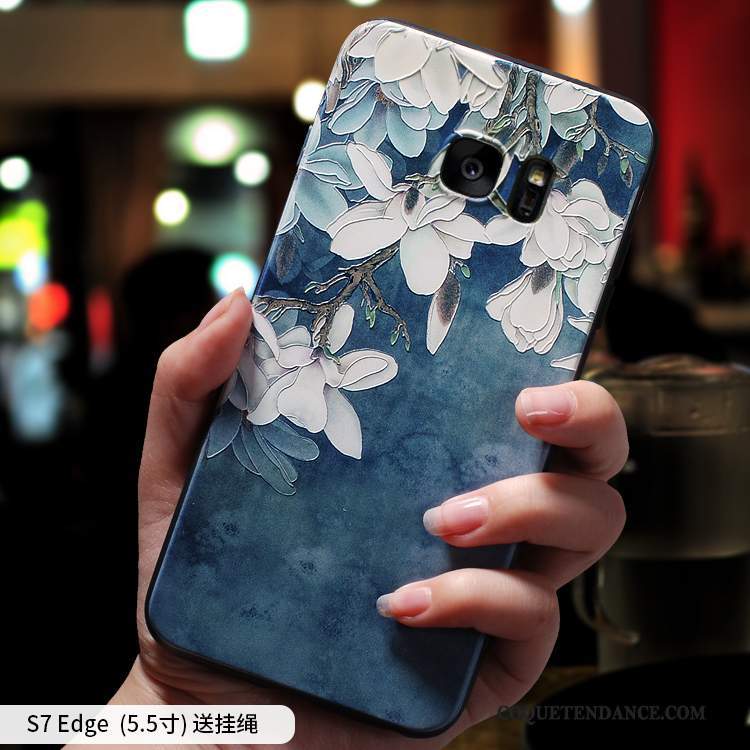 Samsung Galaxy S7 Edge Coque Élégant Incassable Ornements Suspendus Bleu Clair Tout Compris