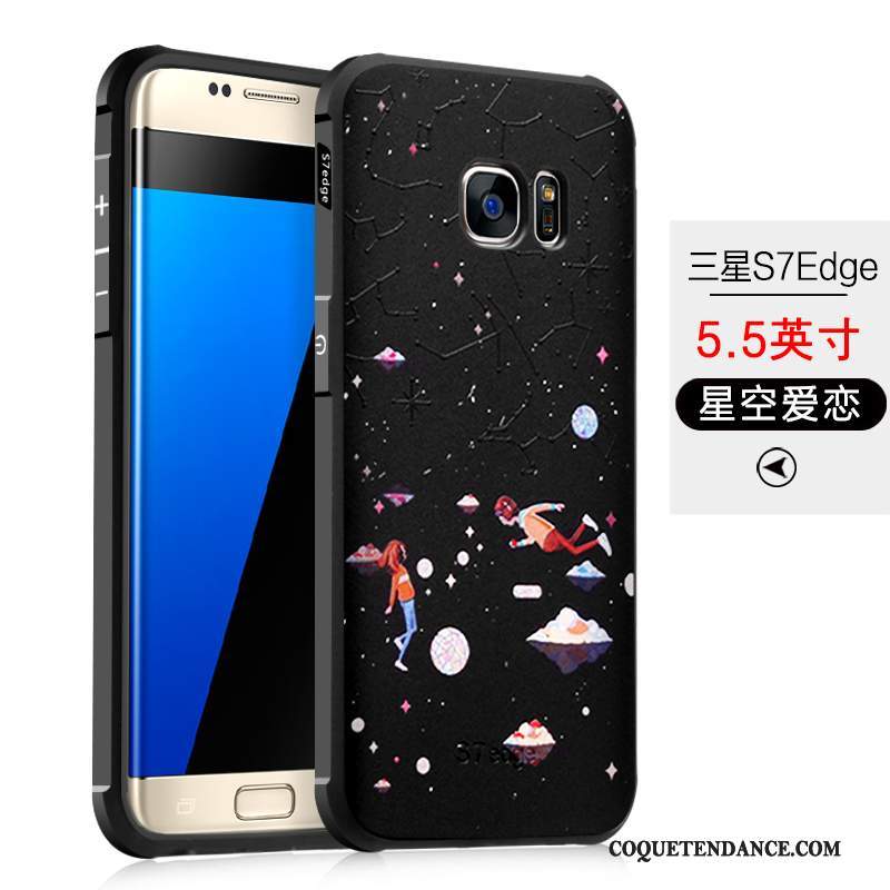 Samsung Galaxy S7 Edge Coque Étui Silicone De Téléphone Noir Fluide Doux