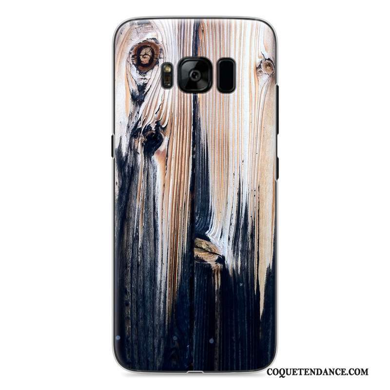 Samsung Galaxy S8 Coque Bleu Marin De Téléphone Grain De Bois Personnalité Blanc