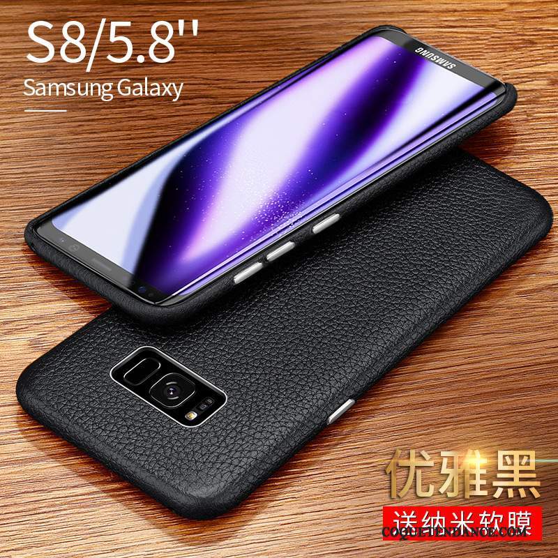 Samsung Galaxy S8 Coque Mince Couvercle Arrière Noir Étui En Cuir De Téléphone