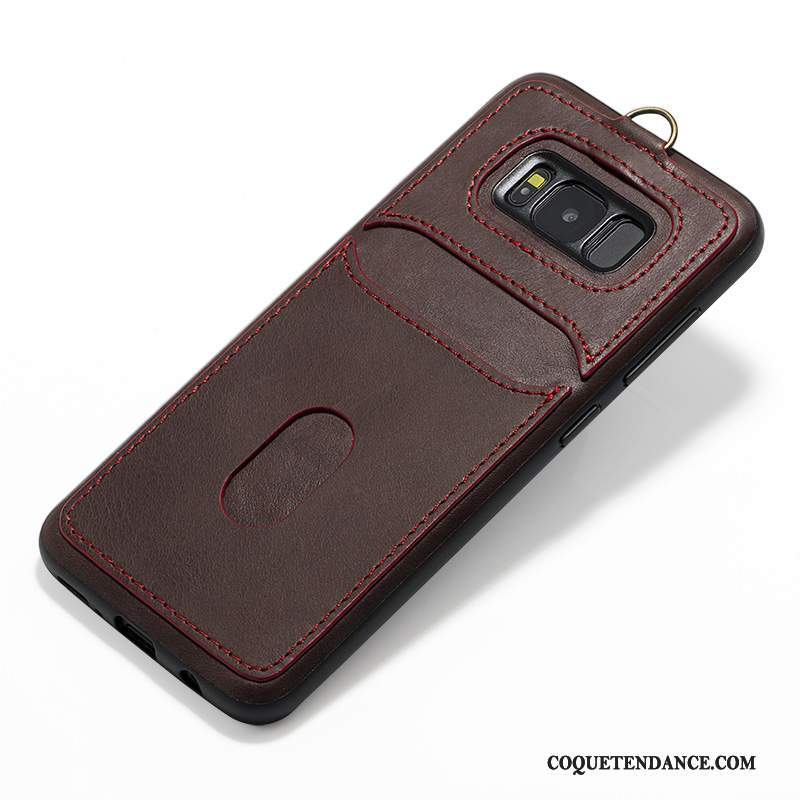 Samsung Galaxy S8 Coque Noir De Téléphone Cuir Véritable Protection Étui