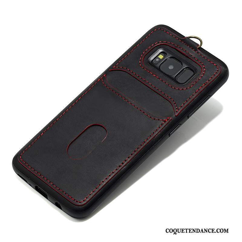 Samsung Galaxy S8 Coque Noir De Téléphone Cuir Véritable Protection Étui