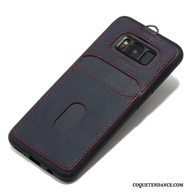 Samsung Galaxy S8 Coque Noir De Téléphone Cuir Véritable Protection Étui
