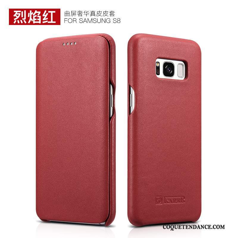Samsung Galaxy S8+ Coque Noir De Téléphone Cuir Véritable Étui En Cuir Tendance