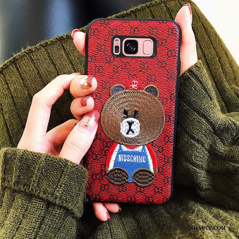 Samsung Galaxy S8+ Coque Ours Personnalité Broderie Rouge Incassable