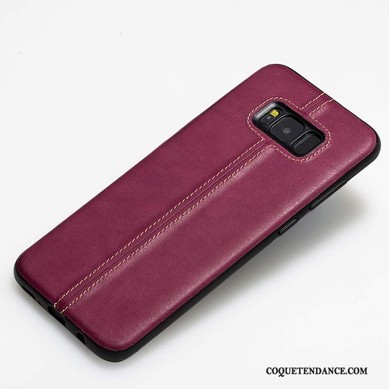 Samsung Galaxy S8+ Coque Rouge Étui En Cuir Cuir Véritable Silicone De Téléphone