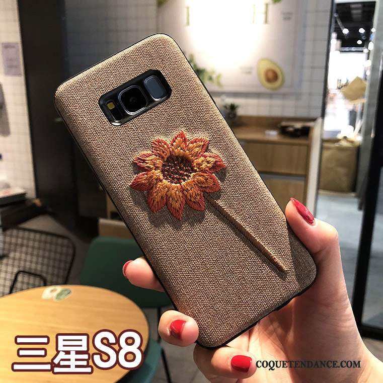 Samsung Galaxy S8 Coque Étui Nouveau Broderie De Téléphone Kaki