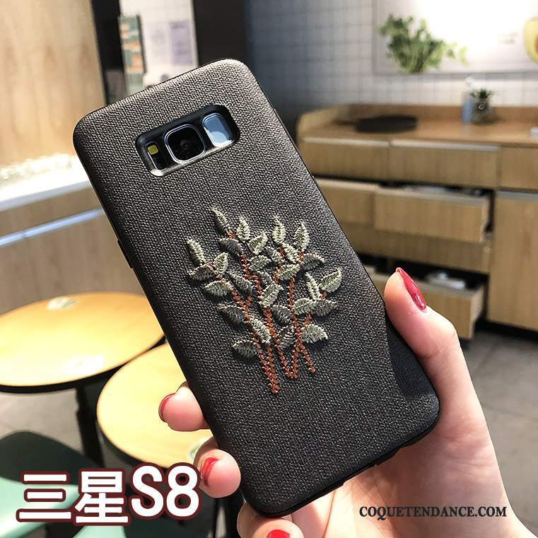 Samsung Galaxy S8 Coque Étui Nouveau Broderie De Téléphone Kaki