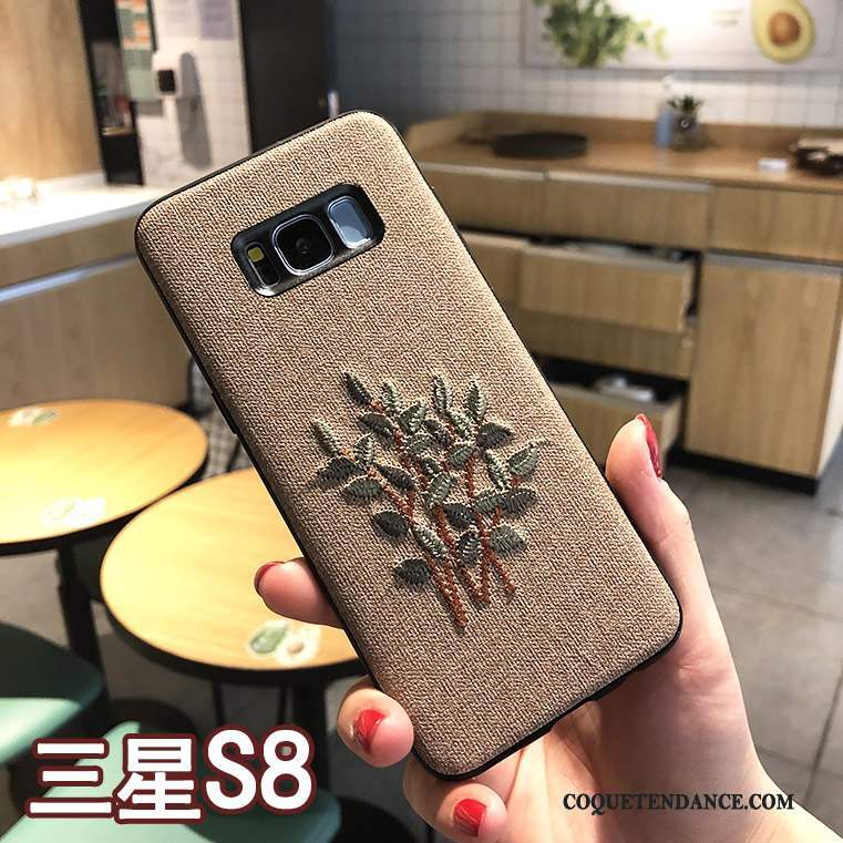 Samsung Galaxy S8 Coque Étui Nouveau Broderie De Téléphone Kaki