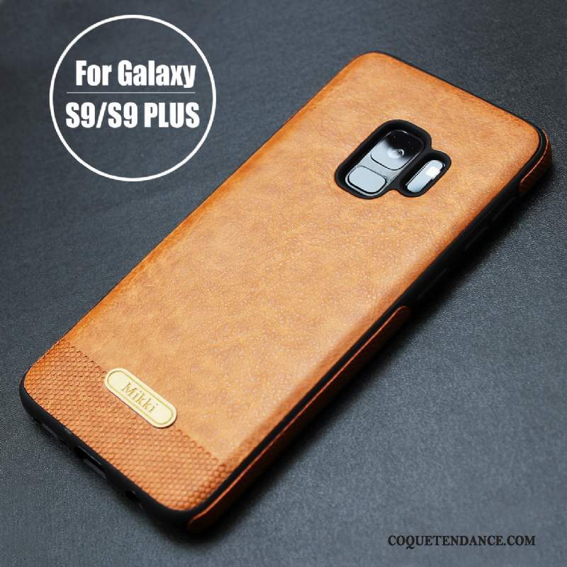 Samsung Galaxy S9 Coque Cuir Mode Fluide Doux Marron Business