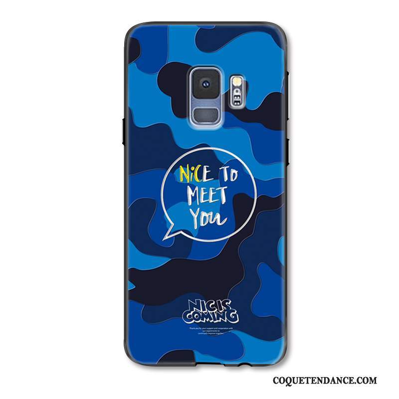 Samsung Galaxy S9+ Coque De Téléphone Protection Bleu Vert Camouflage