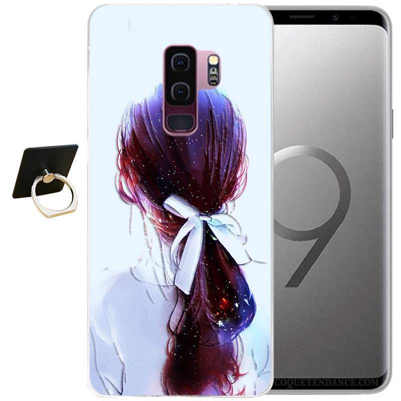 Samsung Galaxy S9+ Coque Gaufrage Gris Dessin Animé Protection Fluide Doux
