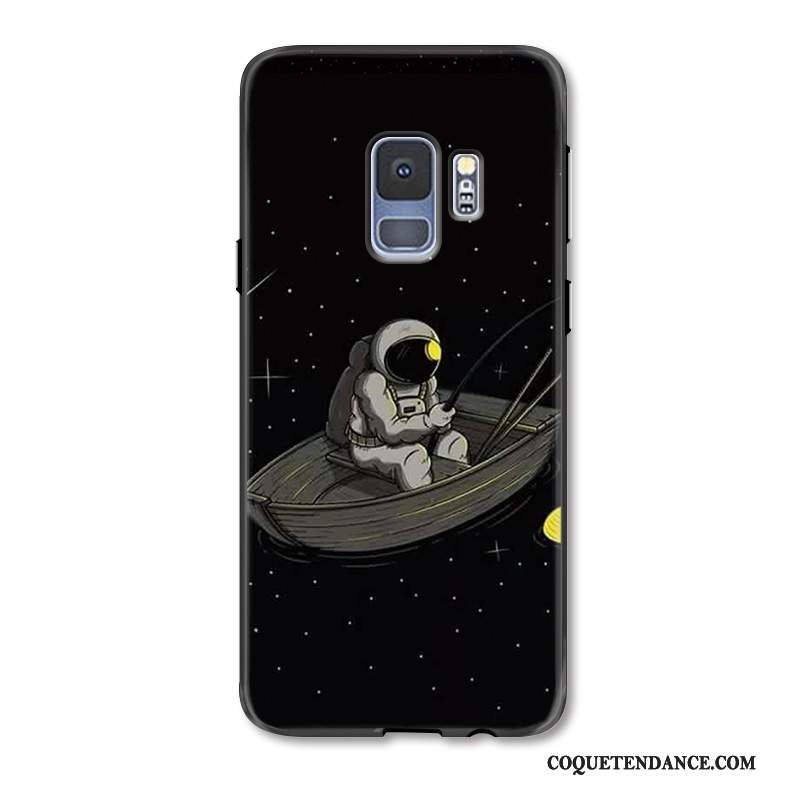 Samsung Galaxy S9 Coque Incassable Noir Gaufrage Délavé En Daim De Téléphone