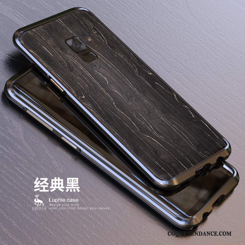 Samsung Galaxy S9 Coque Métal Étui Délavé En Daim Bois