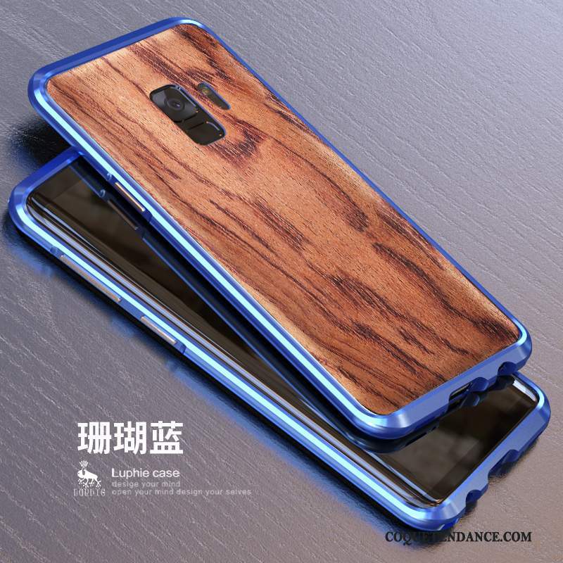 Samsung Galaxy S9 Coque Métal Étui Délavé En Daim Bois