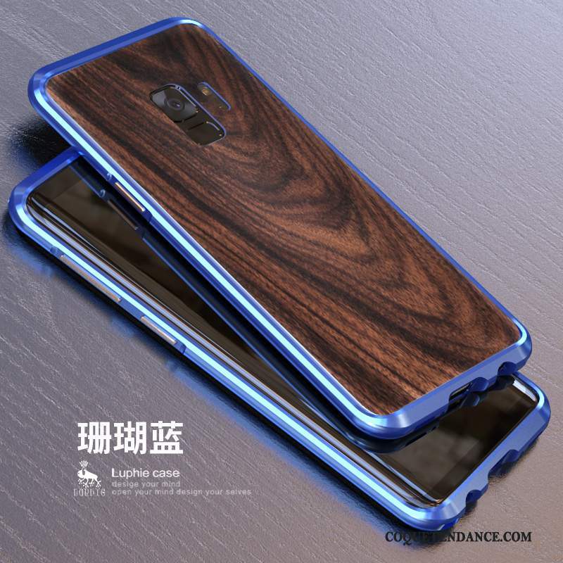 Samsung Galaxy S9 Coque Métal Étui Délavé En Daim Bois