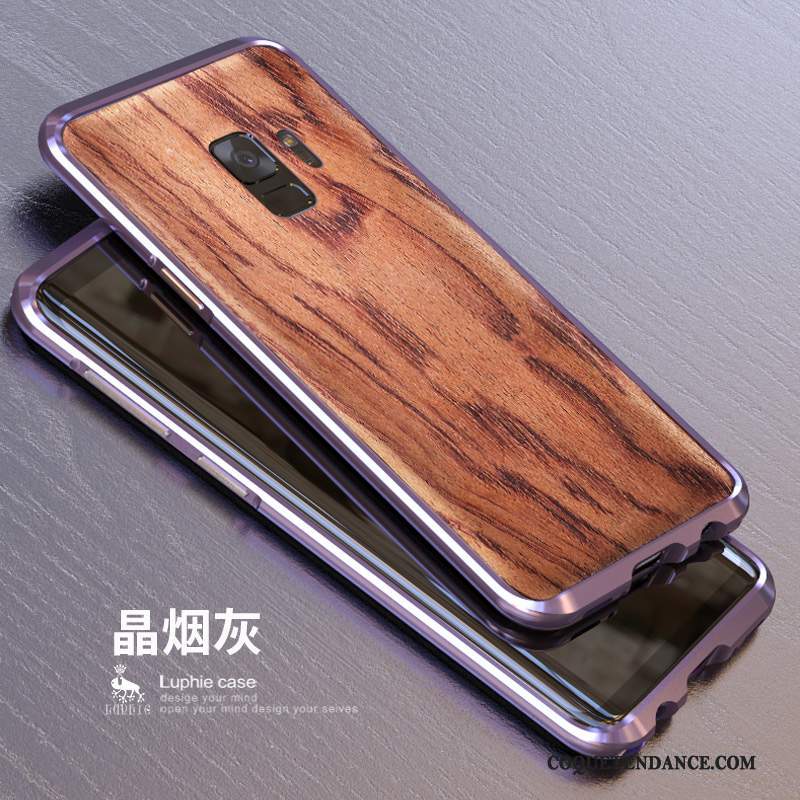 Samsung Galaxy S9 Coque Métal Étui Délavé En Daim Bois